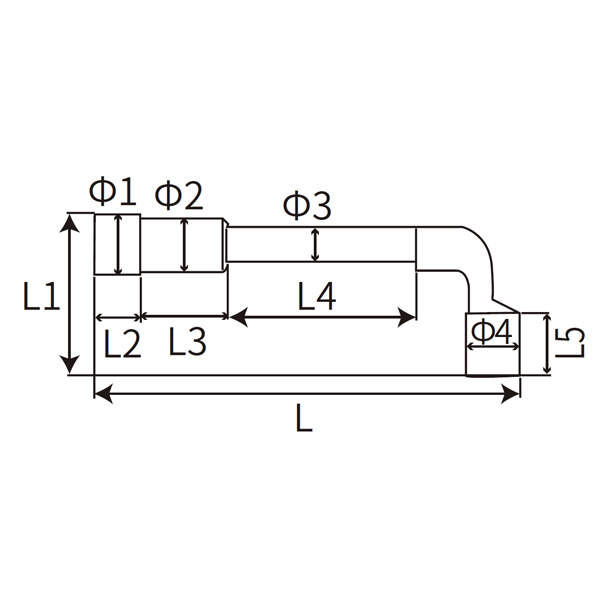 亞光鉻穿孔L 型套筒扳手